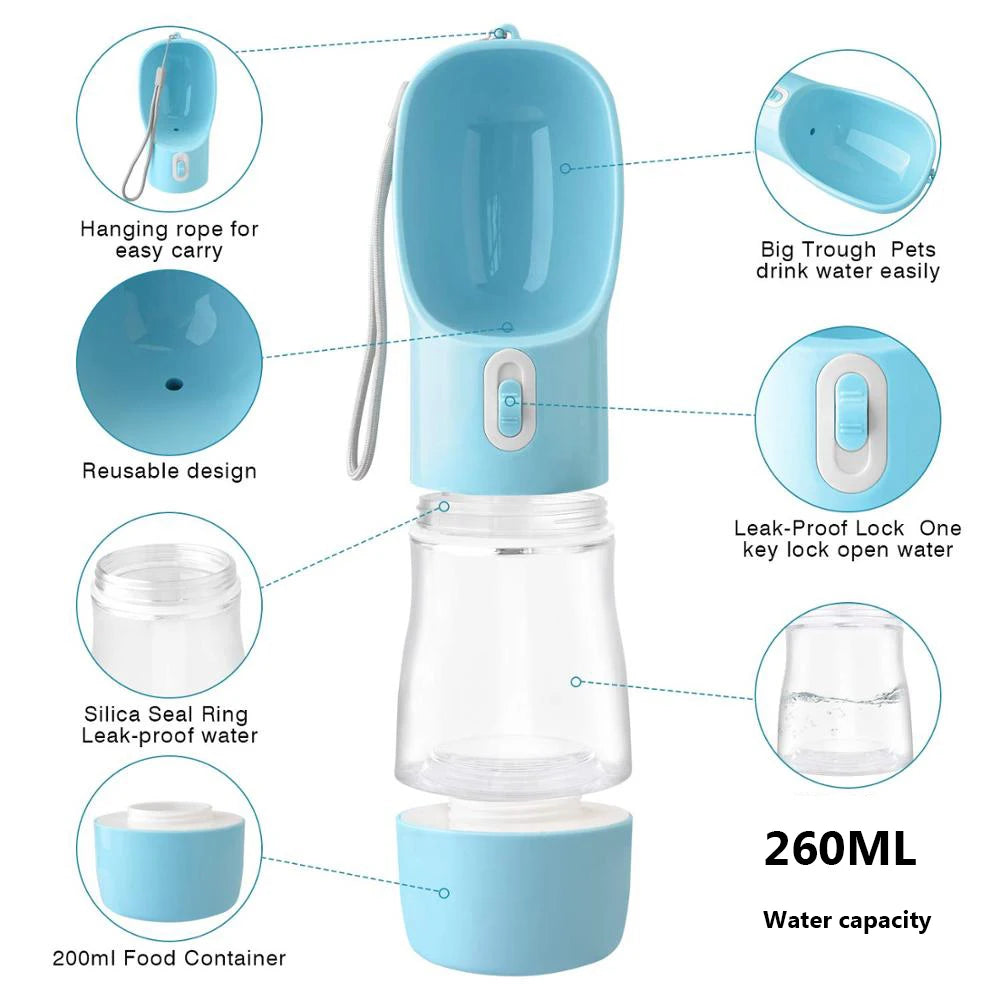 2-in-1 Dog Water Bottle & Treat Dispenser